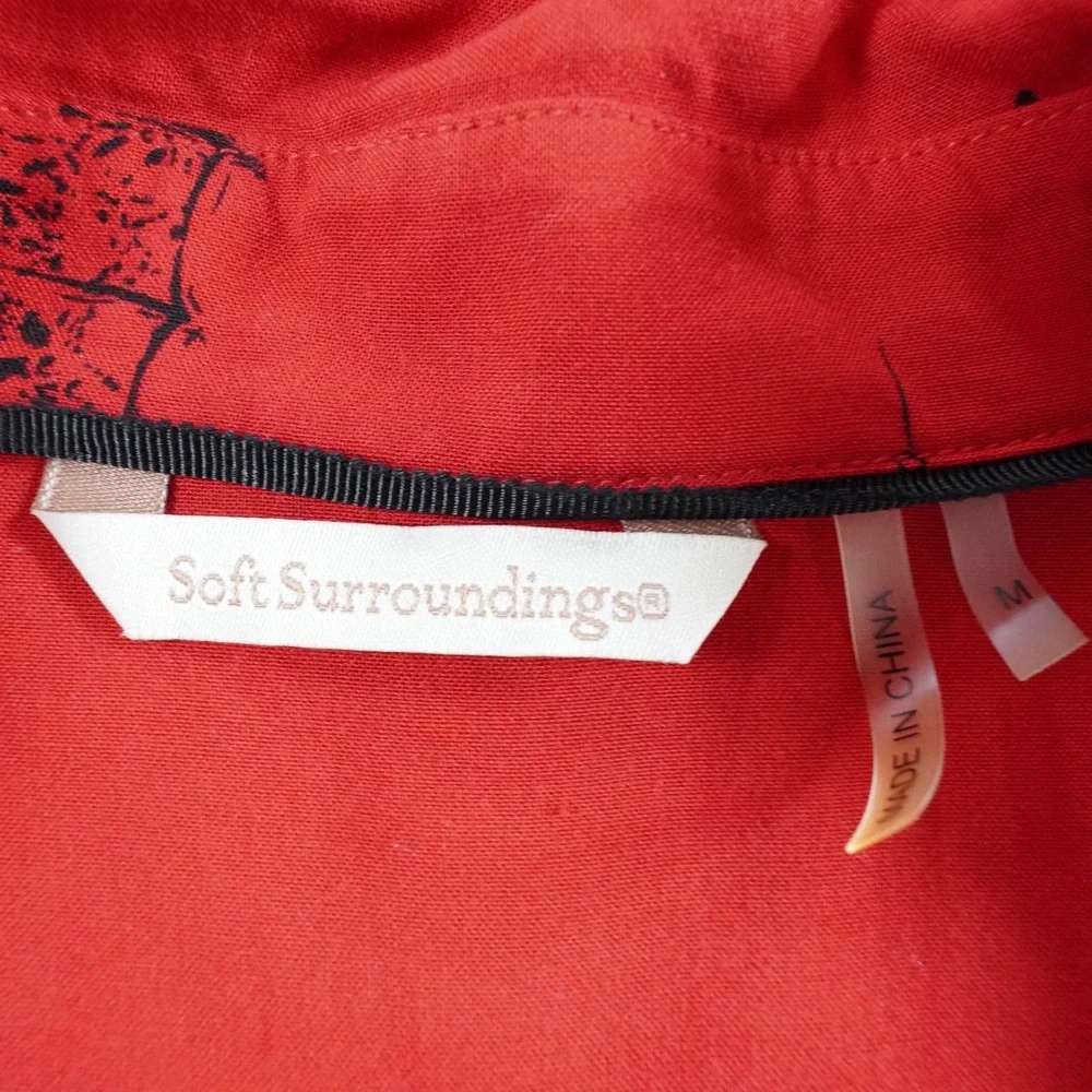 Soft Surroundings Asymmetrical Tunic Top M Red Chinese Lantern Print Roll Tab - Picture 5 of 12